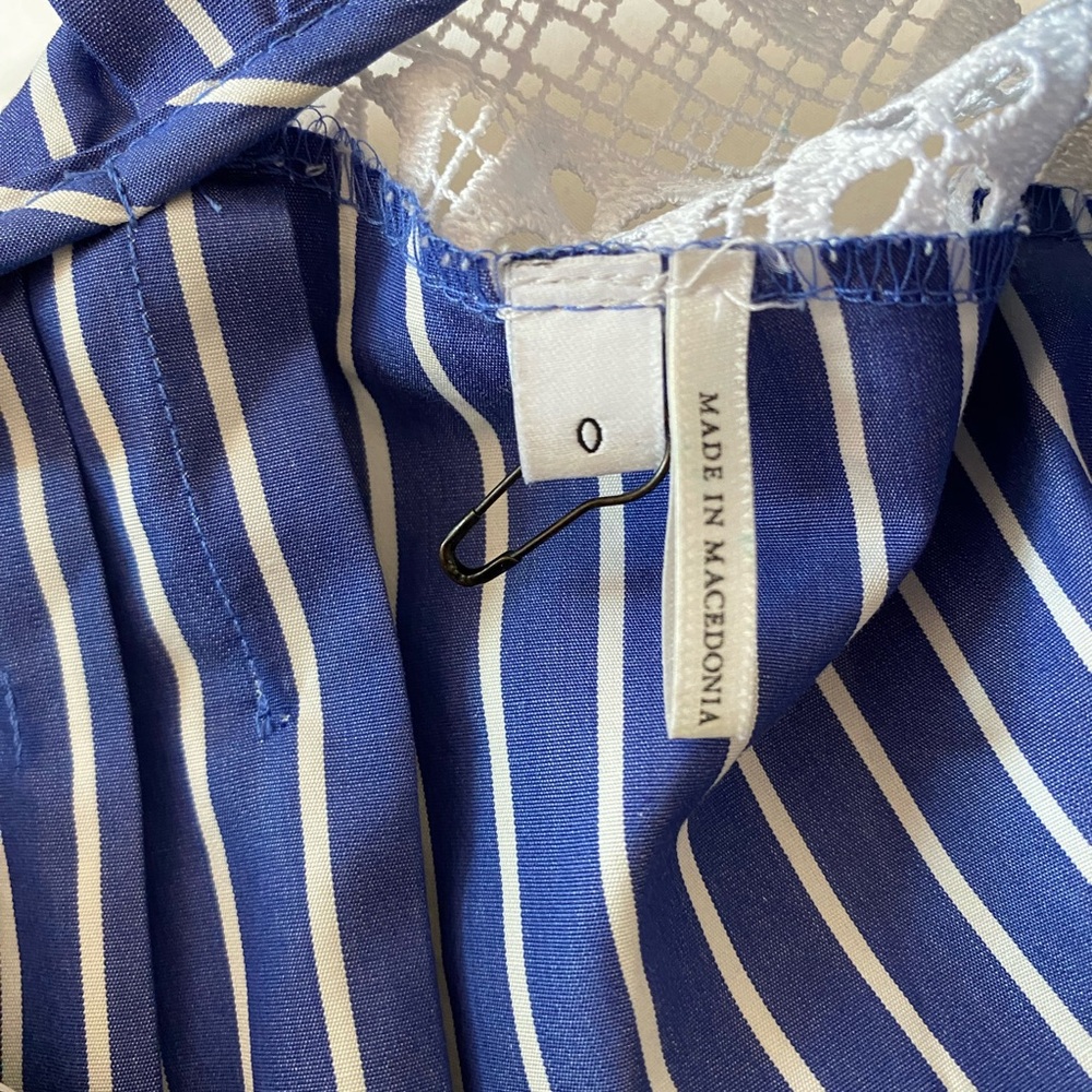 Sandro Paris Daniela Blue Pinstripe Stripe Top Blouse Tunic NWOT Size 0 XS - Picture 4 of 5